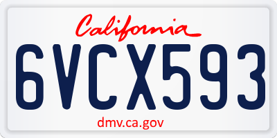 CA license plate 6VCX593