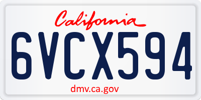 CA license plate 6VCX594