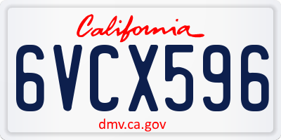 CA license plate 6VCX596