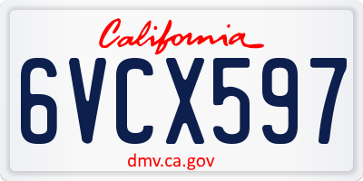 CA license plate 6VCX597