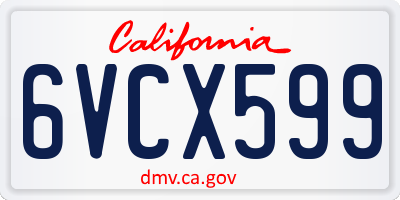 CA license plate 6VCX599