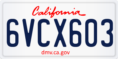 CA license plate 6VCX603