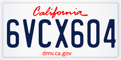 CA license plate 6VCX604
