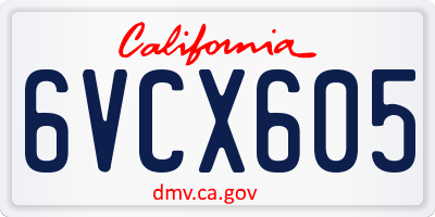 CA license plate 6VCX605