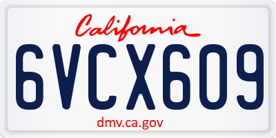 CA license plate 6VCX609