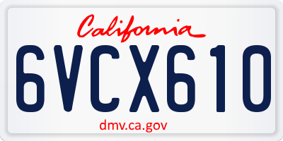 CA license plate 6VCX610