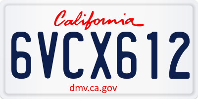 CA license plate 6VCX612