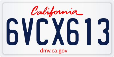 CA license plate 6VCX613
