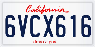 CA license plate 6VCX616