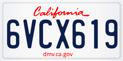 CA license plate 6VCX619