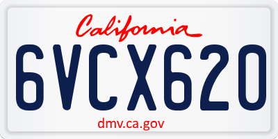 CA license plate 6VCX620