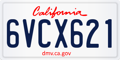 CA license plate 6VCX621