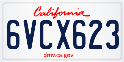 CA license plate 6VCX623
