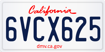 CA license plate 6VCX625