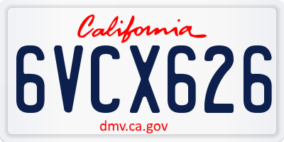CA license plate 6VCX626