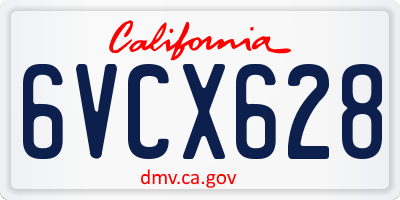 CA license plate 6VCX628