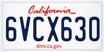 CA license plate 6VCX630