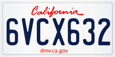 CA license plate 6VCX632