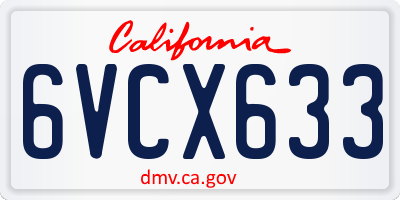 CA license plate 6VCX633