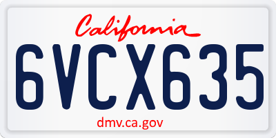 CA license plate 6VCX635