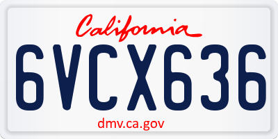 CA license plate 6VCX636