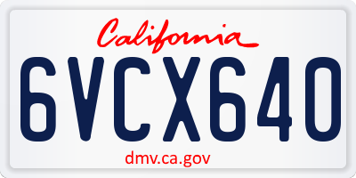CA license plate 6VCX640