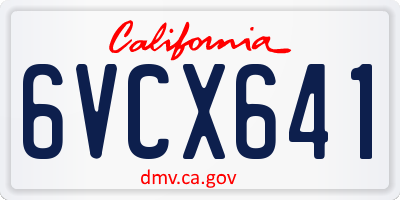 CA license plate 6VCX641