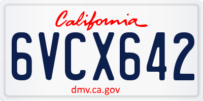 CA license plate 6VCX642