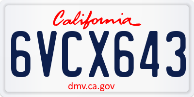 CA license plate 6VCX643