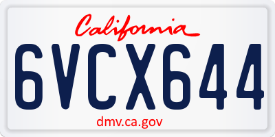 CA license plate 6VCX644