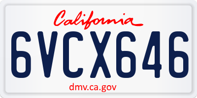 CA license plate 6VCX646