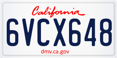 CA license plate 6VCX648