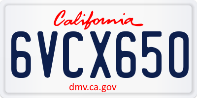 CA license plate 6VCX650
