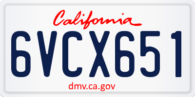 CA license plate 6VCX651