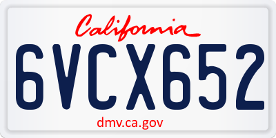 CA license plate 6VCX652
