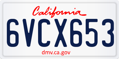 CA license plate 6VCX653