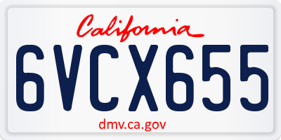 CA license plate 6VCX655