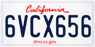 CA license plate 6VCX656
