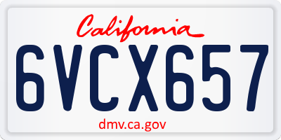 CA license plate 6VCX657