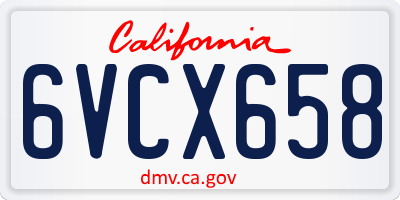 CA license plate 6VCX658