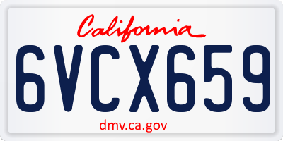 CA license plate 6VCX659