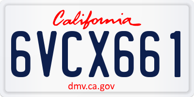 CA license plate 6VCX661
