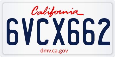 CA license plate 6VCX662