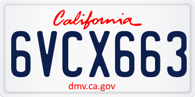 CA license plate 6VCX663