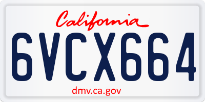 CA license plate 6VCX664