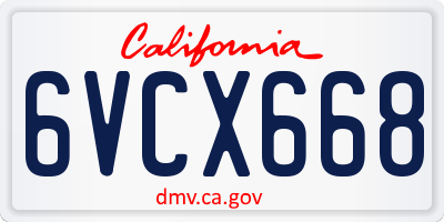 CA license plate 6VCX668