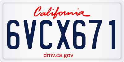 CA license plate 6VCX671
