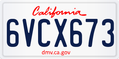 CA license plate 6VCX673