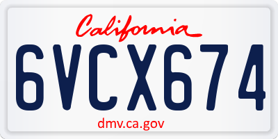CA license plate 6VCX674