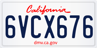 CA license plate 6VCX676